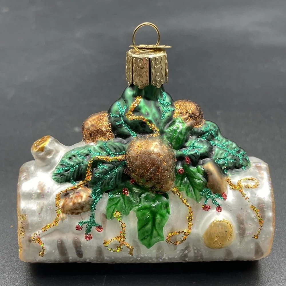 Old World Christmas / OWC Glass Ornament YULE LOG 3